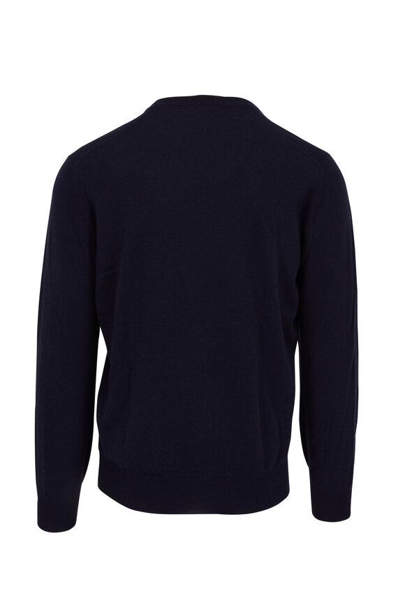 Brunello Cucinelli - Navy Light Weight Cashmere V-Neck Sweater