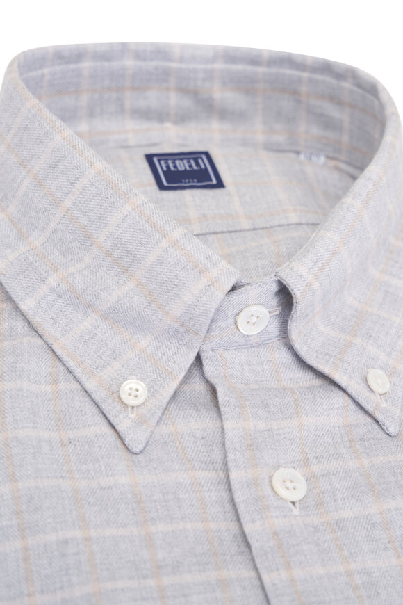 Fedeli Light Gray Windowpane Sport Shirt - view 3