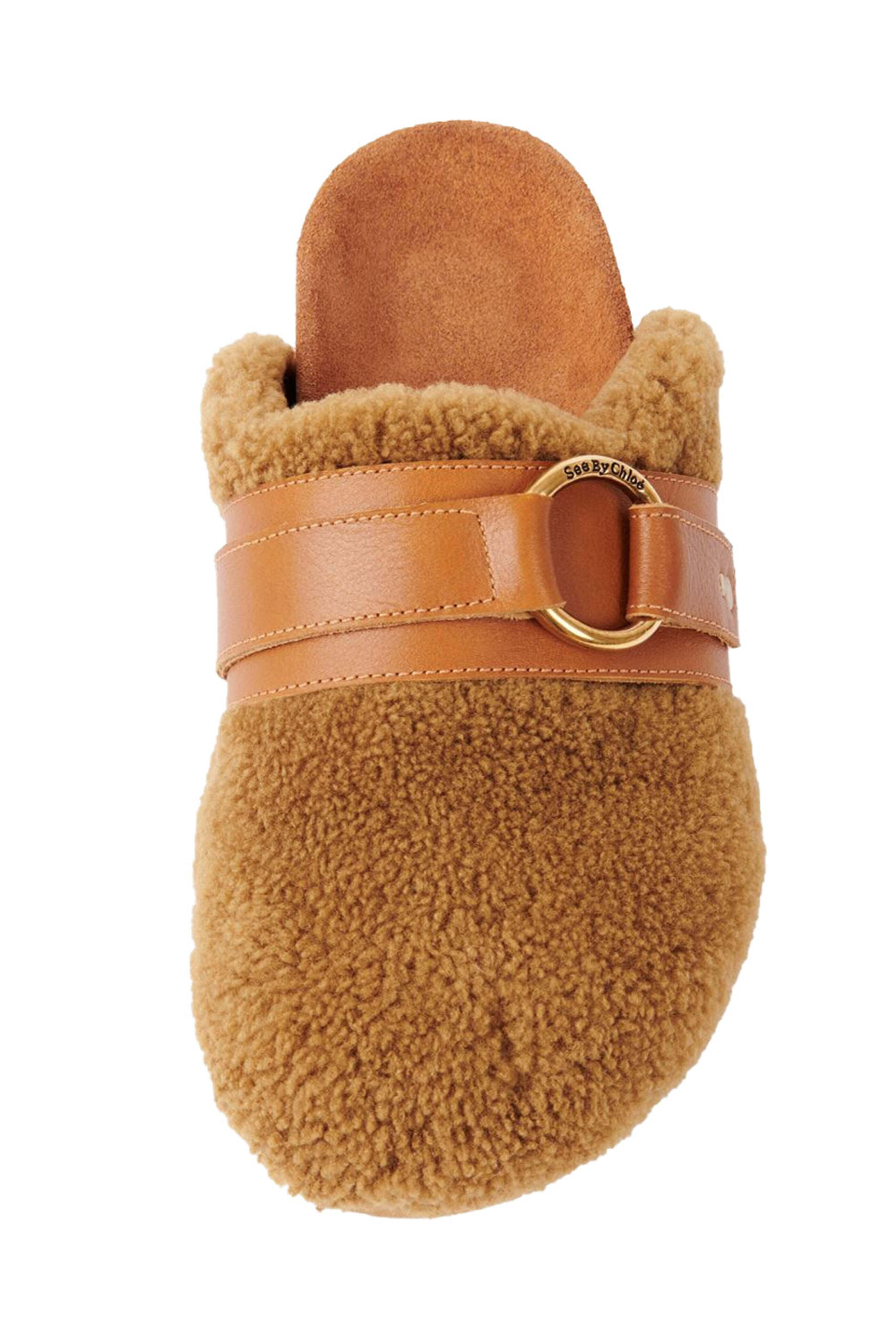 See by Chloé - Tan Gema Flat Shearling Mule
