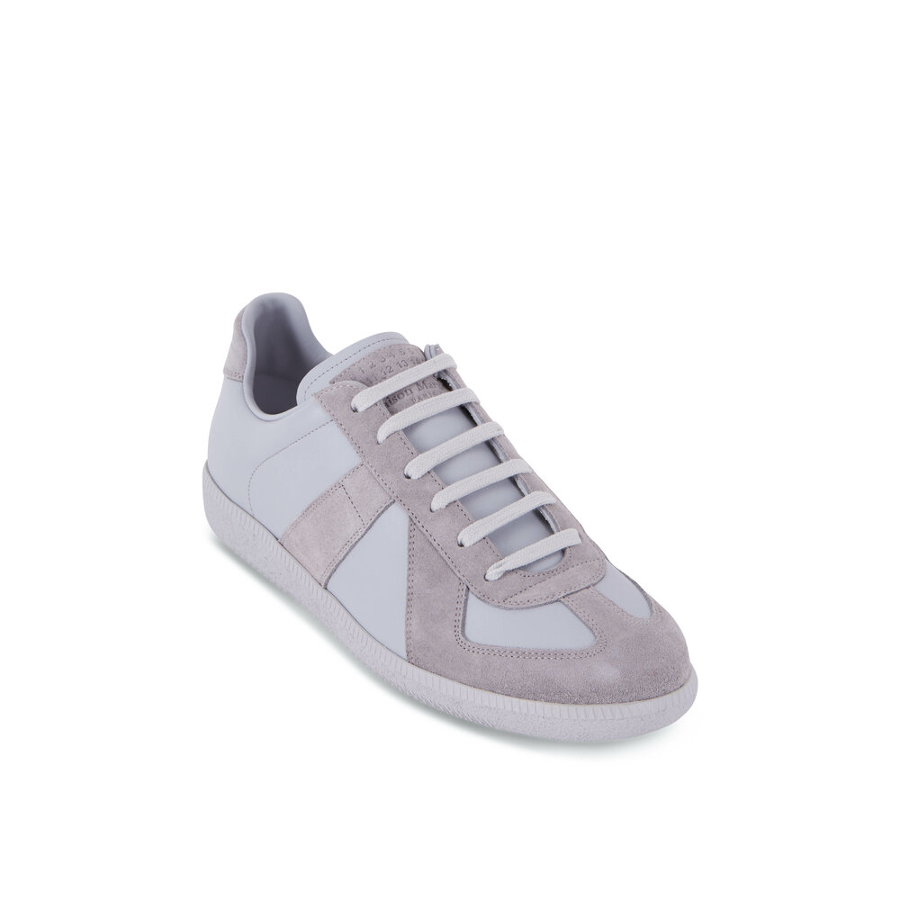 Maison Margiela - Replica Tonal Gray Leather & Suede Low Top