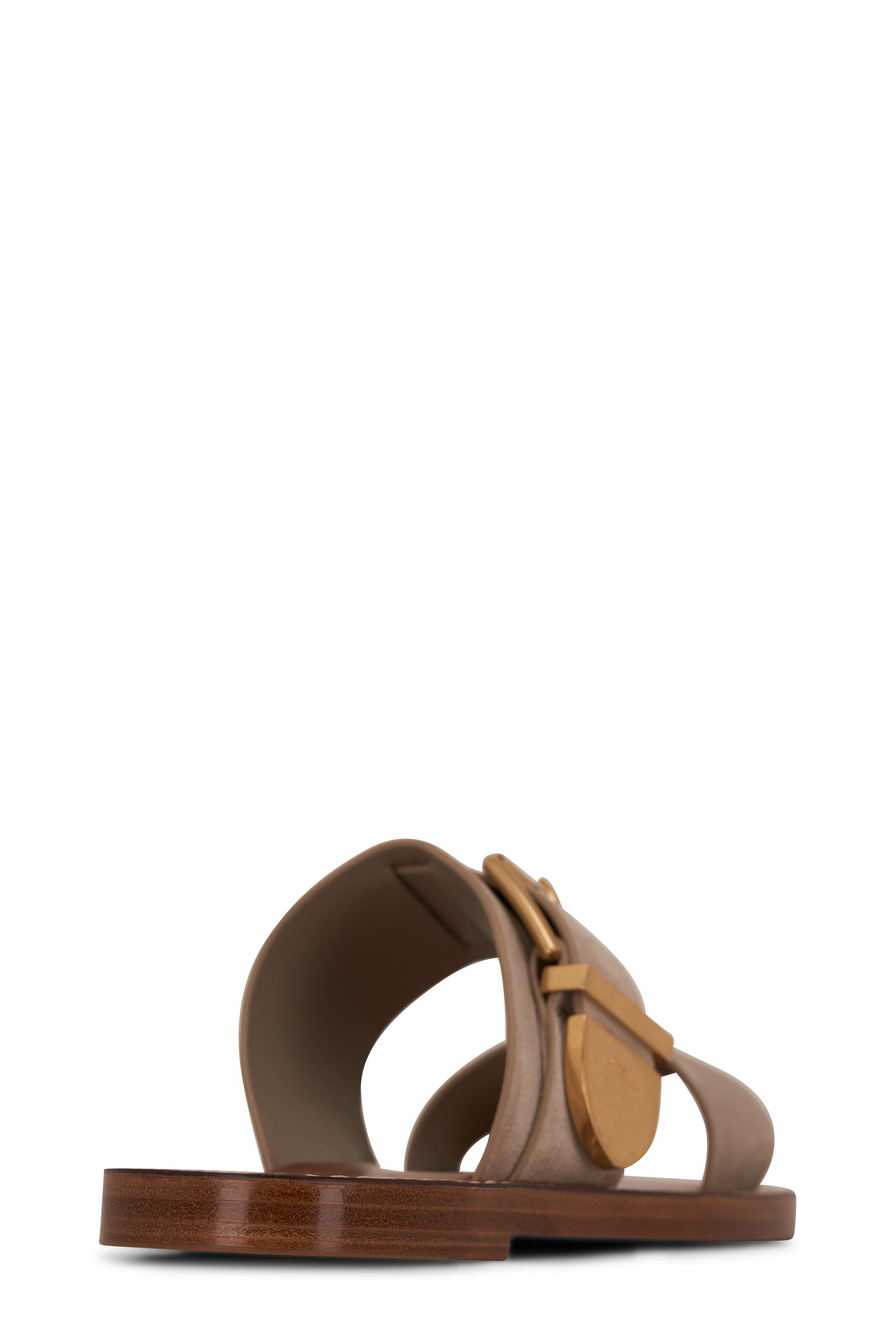 Chloé - Rebecca Dark Greige Flat Sandal | Mitchell Stores