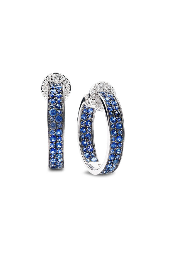 Nam Cho Modern Diamond & Sapphire Hoop Earrings