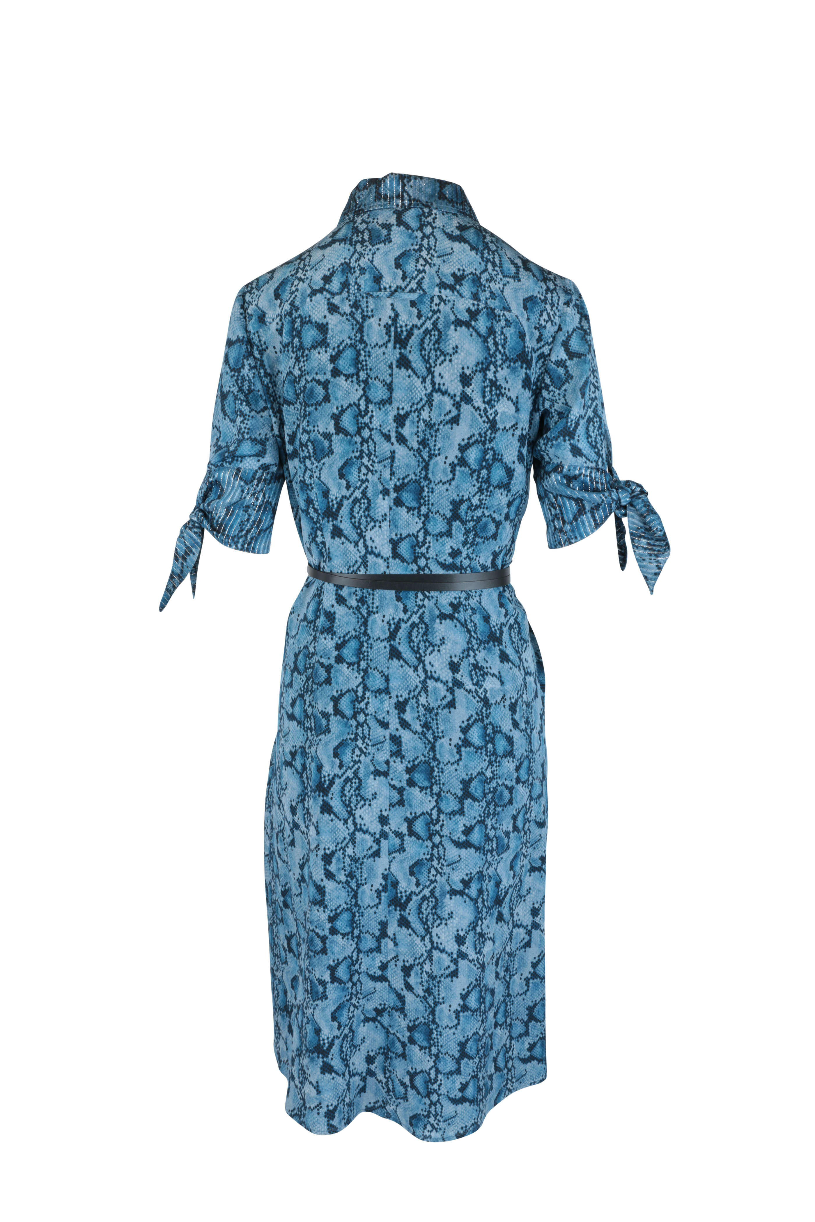Altuzarra - Blue Snake Print Silk Shirtdress