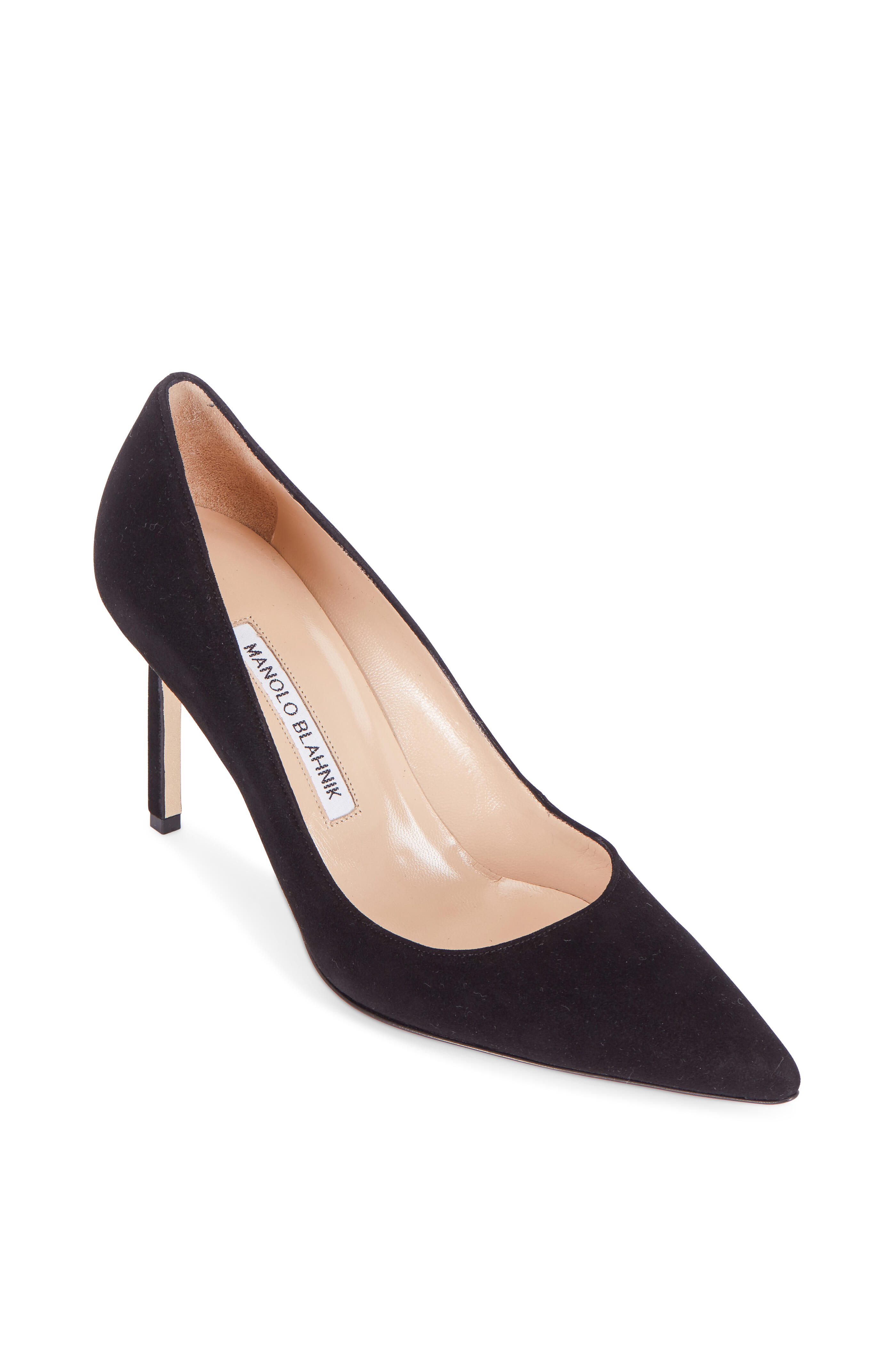 Manolo Blahnik - Lisa Black Suede Pump, 90mm | Mitchell Stores