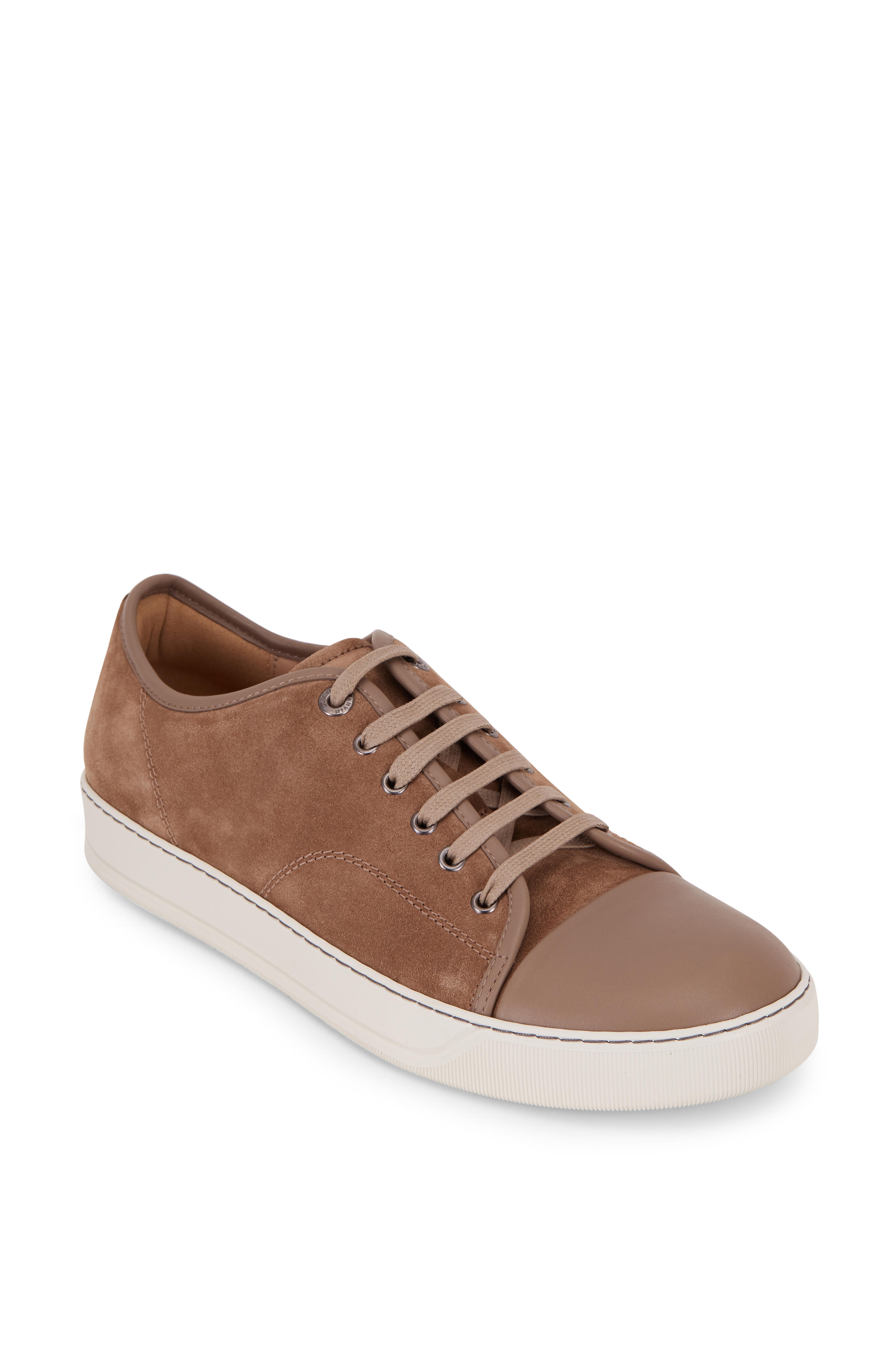 Lanvin - Beige Suede & Leather Cap-Toe Sneaker