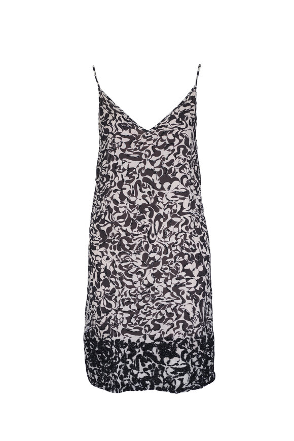 Dries Van Noten Denya Black & White Print Embellished Dress