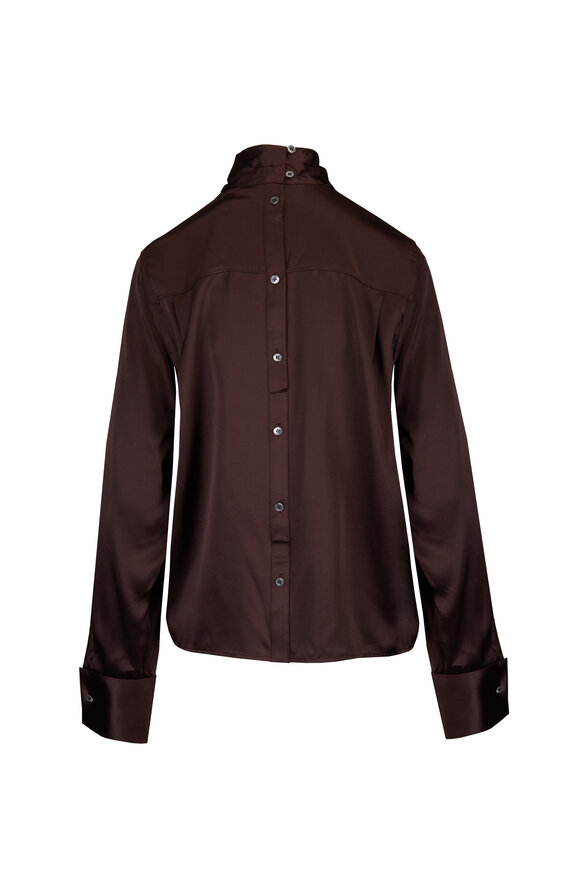 Staud Rhodes Chocolate Silk Blouse - view 2