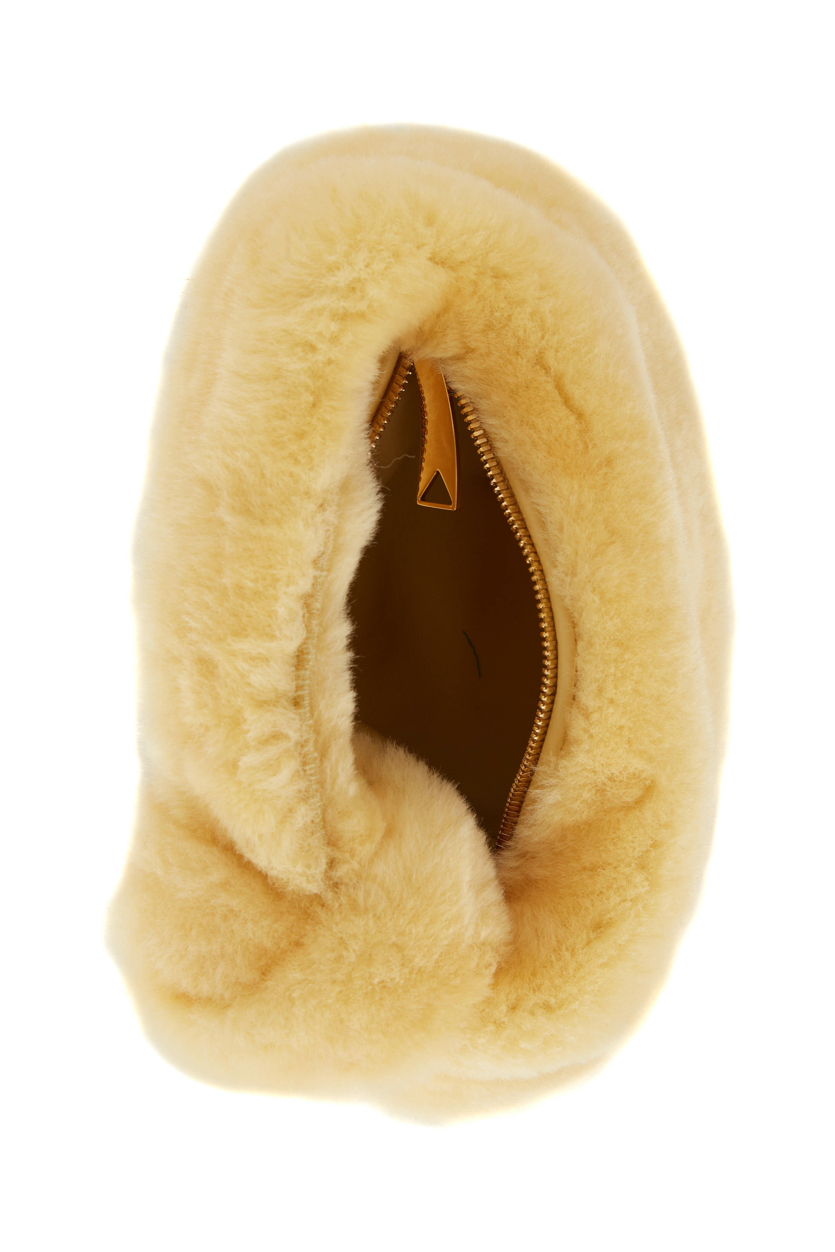 Bottega Veneta - Jodie Teddy Gold Shearling Mini Knot Hobo Bag