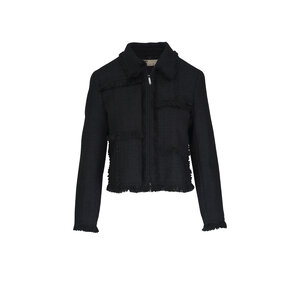 LAFAYETTE ジャケット Lafayette 148 New York - Black Bouclé Tweed Fringe Patchwork