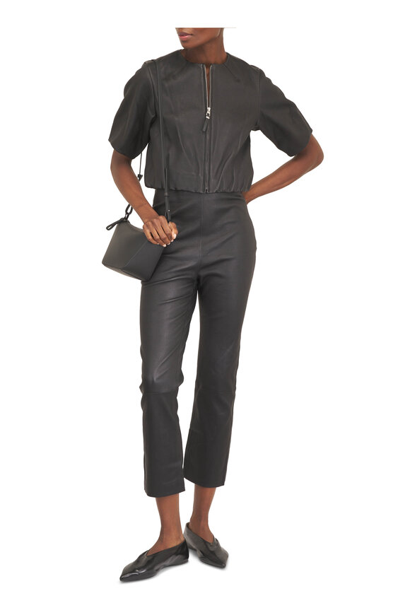 Simkhai Veda Black Cropped Leather Pant - view 2