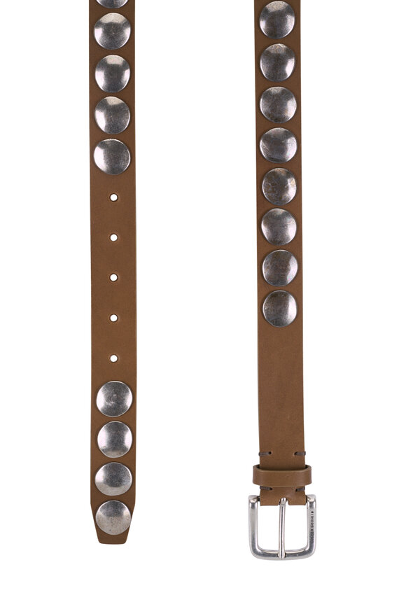 Golden Goose Khaki Leather Studded Belt - view 2