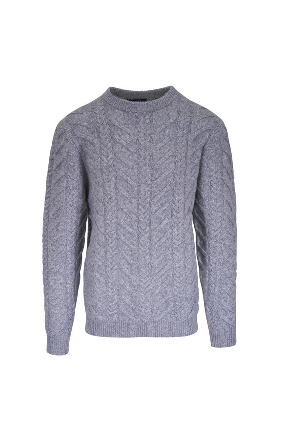 INIS MEAIN / Crew Neck Knit イニッシュマン Inis Meáin Fishnet Linen Sweater Stone at CareOfCarl.com