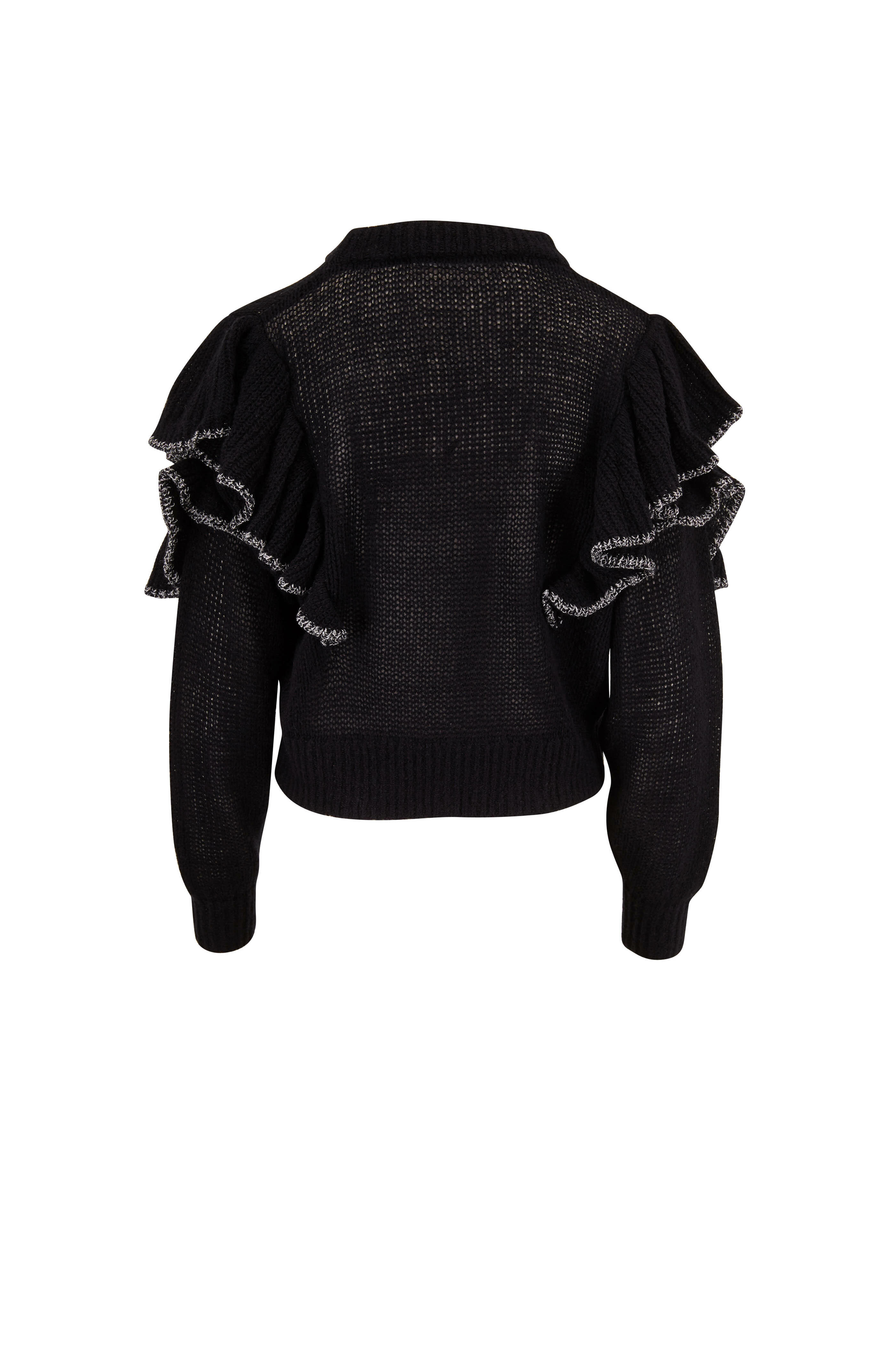 IRO - Daly Black Merino & Cashmere Ruffle Sweater