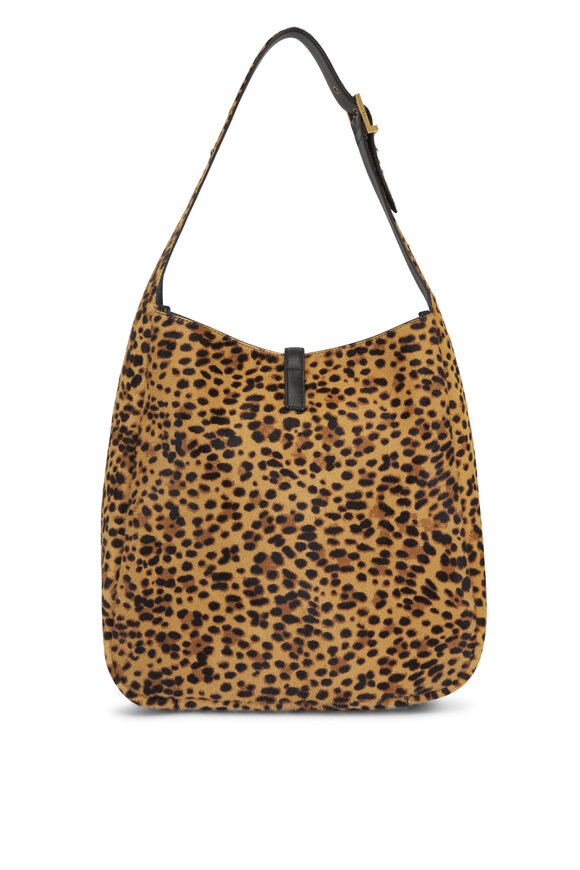 Saint Laurent Large Le 5A7 Leopard Print Hobo Bag - view 3