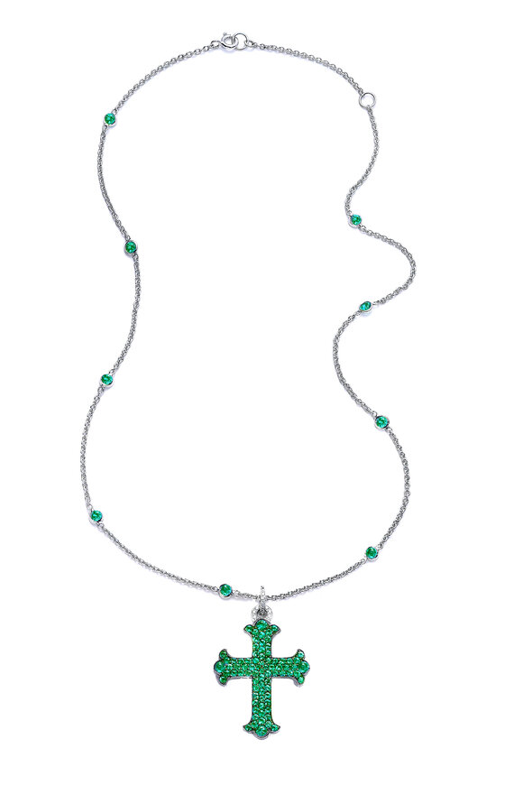 Nam Cho 18k Emerald & Diamond Cross Pendant Necklace - view 1