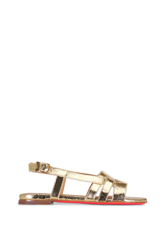 Santoni - Venere Metallic Gold Leather Flat Sandal