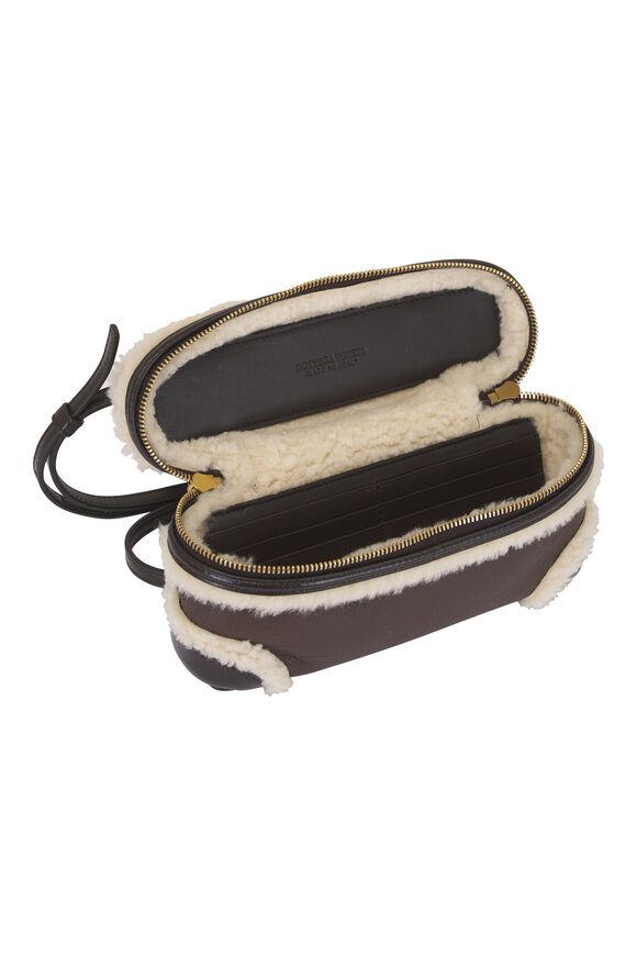 Bottega Veneta Bang Bang Brown Aviator Shearling Vanity Case - view 5