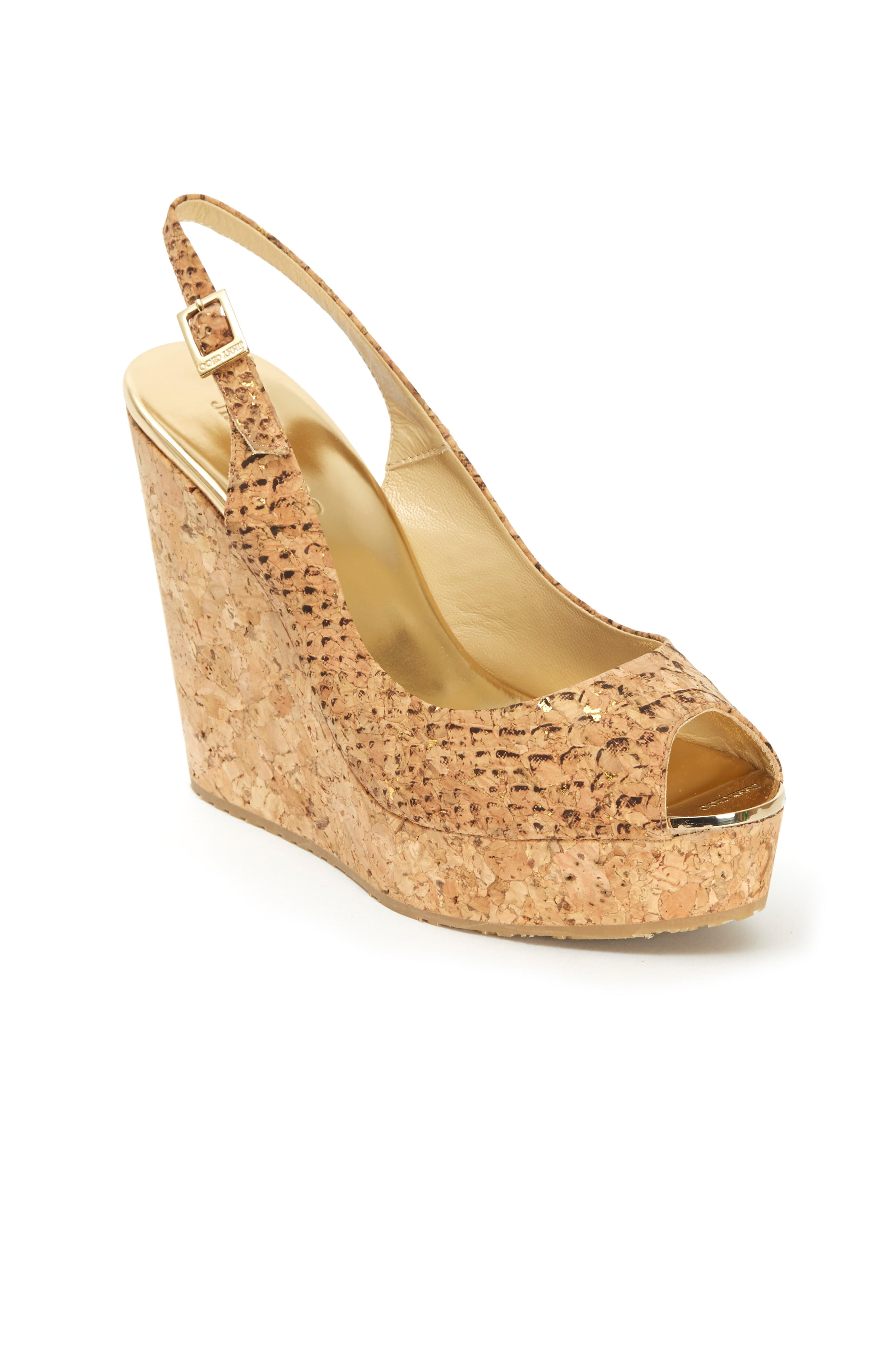 Jimmy Choo - Prova Snakeskin Peep Toe Cork Wedges