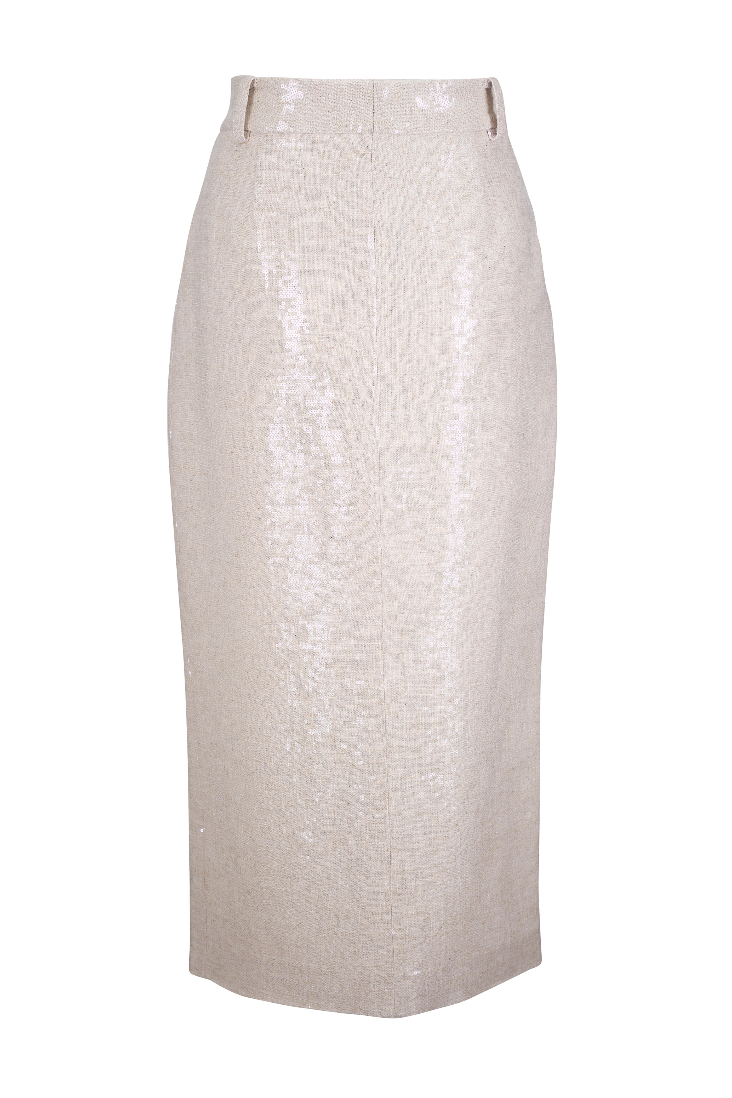 Kiton - Beige Sequin Midi Skirt