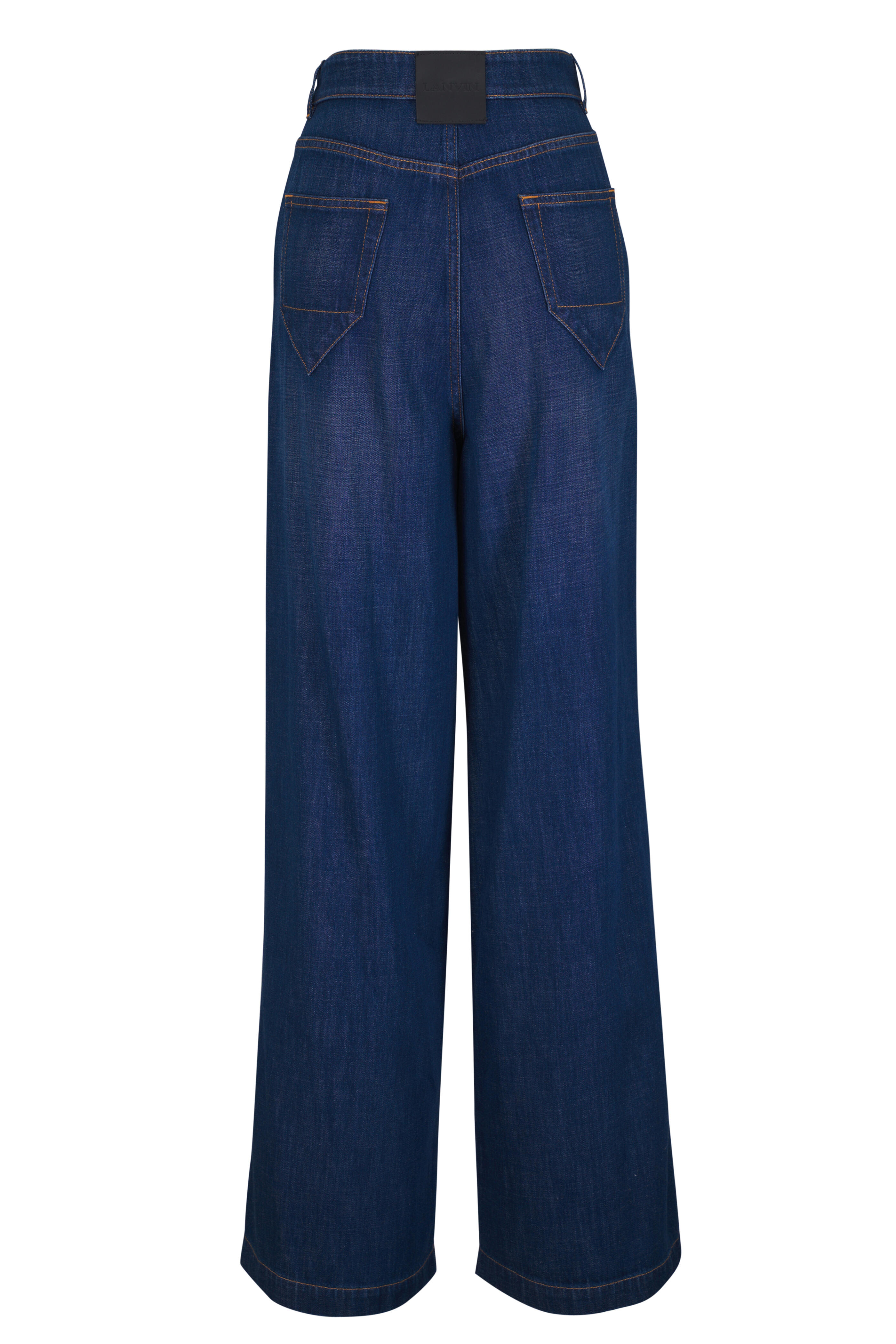 Lanvin - Medium Blue Darted Denim Wide Leg Pant