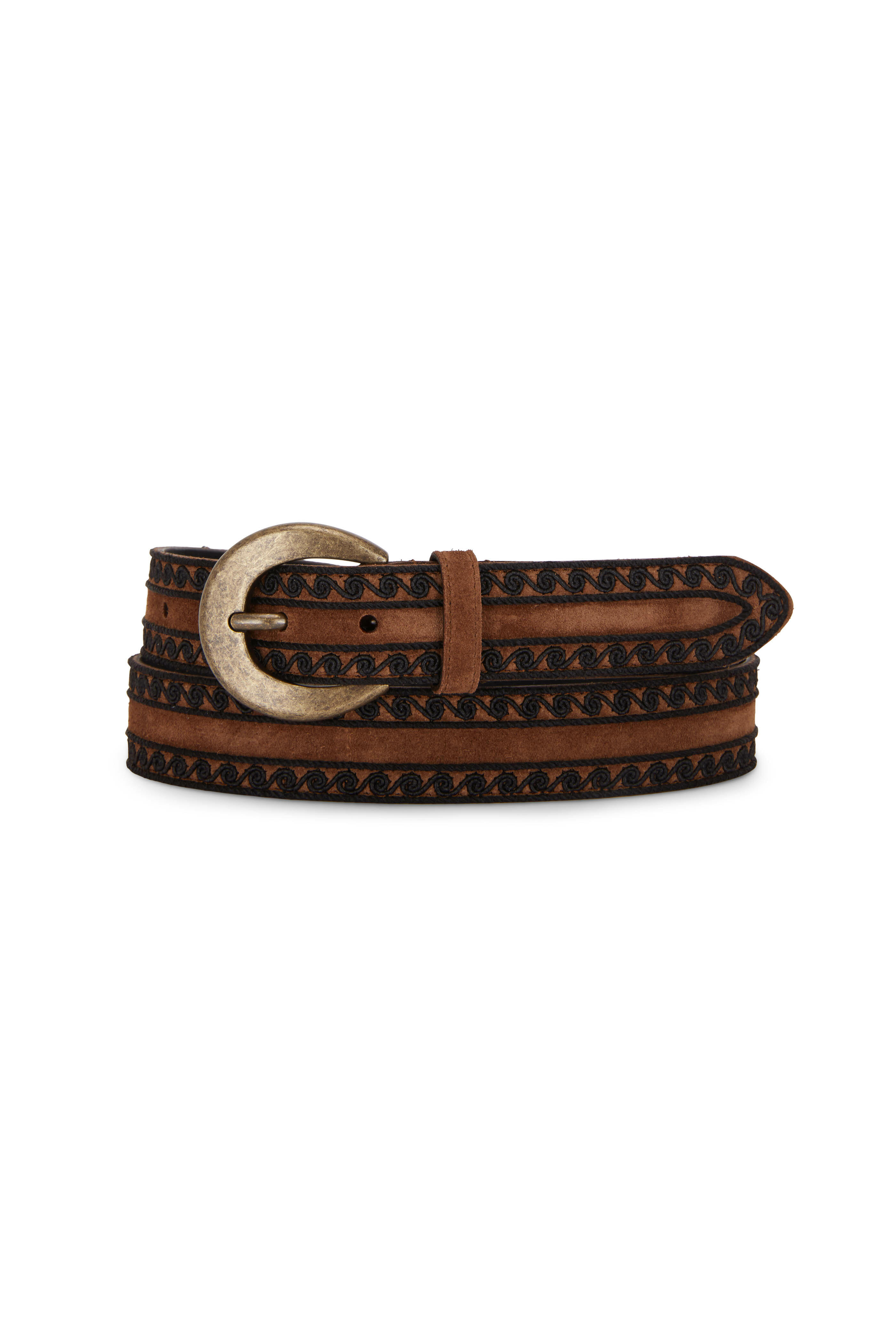 Saint Laurent YSL Belt Brown in Suede with Gold-tone - US