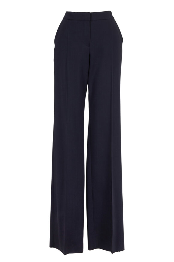 Emporio Armani - Navy Blue Lightweight Wool Flare Trousers