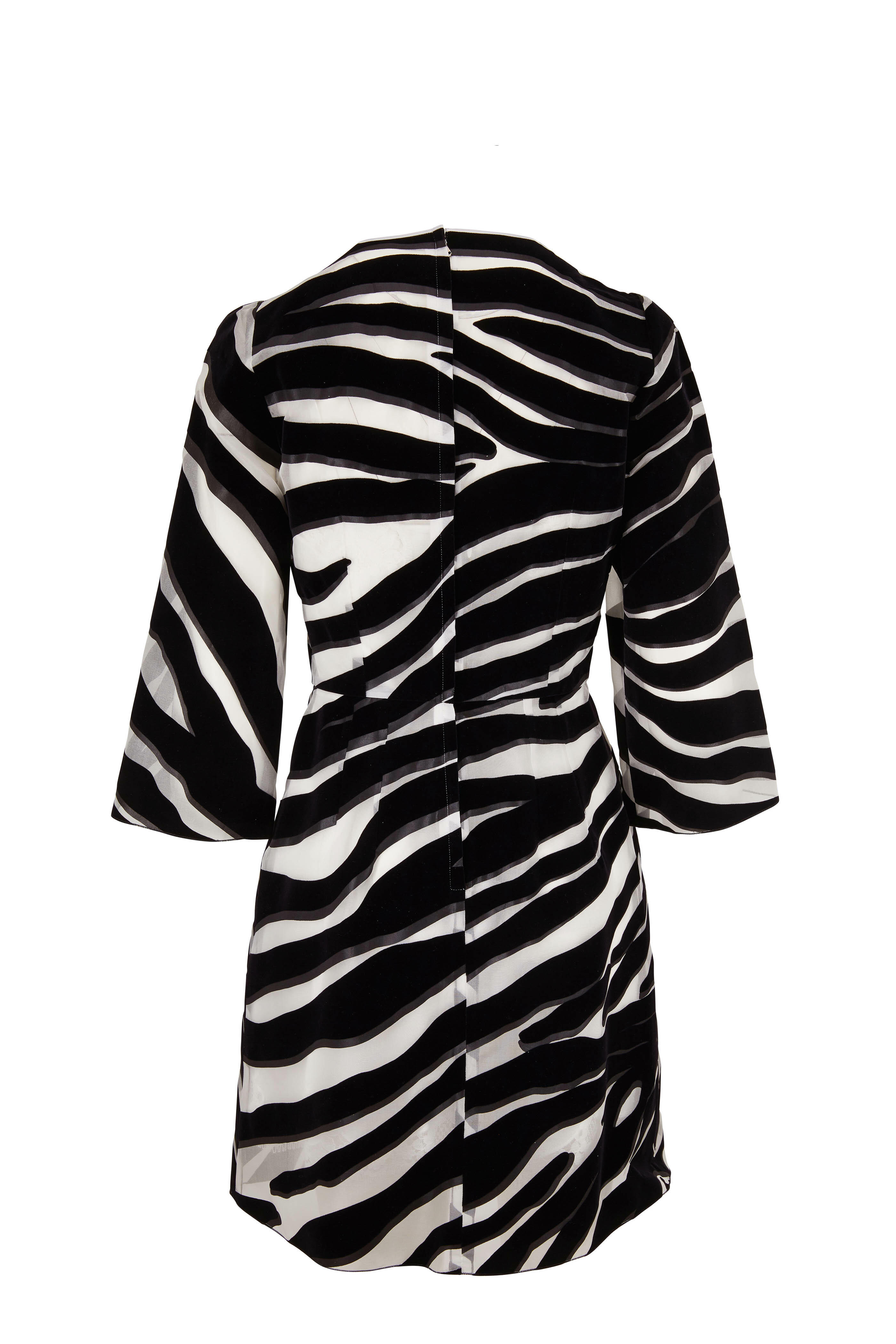 Dolce & Gabbana - Black & White Organza Flocked Zebra Print