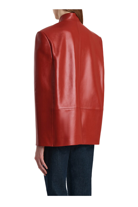 Khaite Dolso Deep Red Leather Jacket - view 2