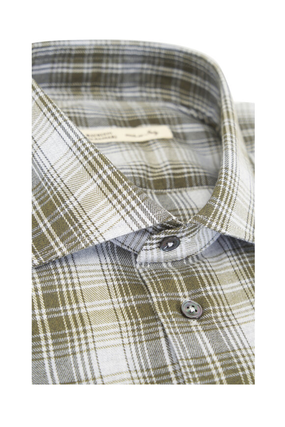 Maurizio Baldassari - Green & Gray Plaid Flannel Sport Shirt