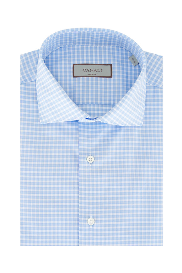 Canali - Light Gray Plaid Dress Shirt