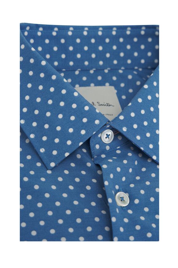 Paul Smith - Blue & White Polka Dot Dress Shirt 