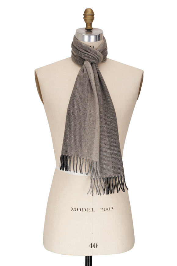 Chelsey Imports Taupe Striped Cashmere Scarf 