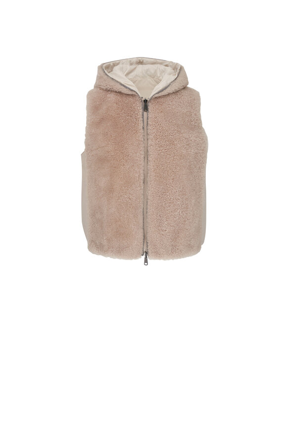 Brunello Cucinelli - Oat Cashmere Fur & Nylon Reversible Vest 