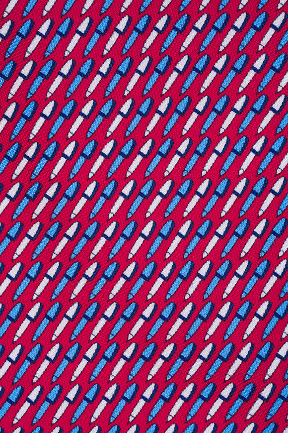 Zegna Red Printed Founder's Pen Silk Necktie - view 2