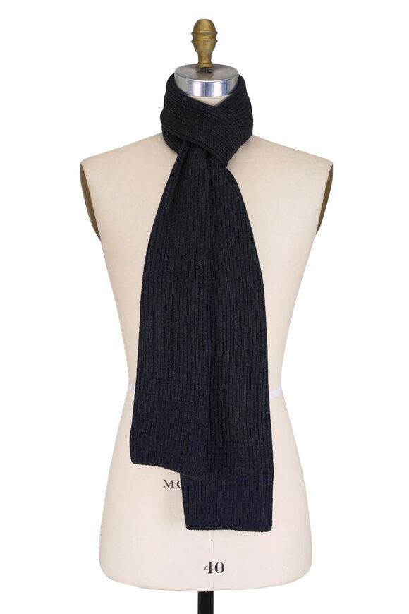 Maurizio Baldassari Dark Gray Cashmere & Wool Knit Scarf
