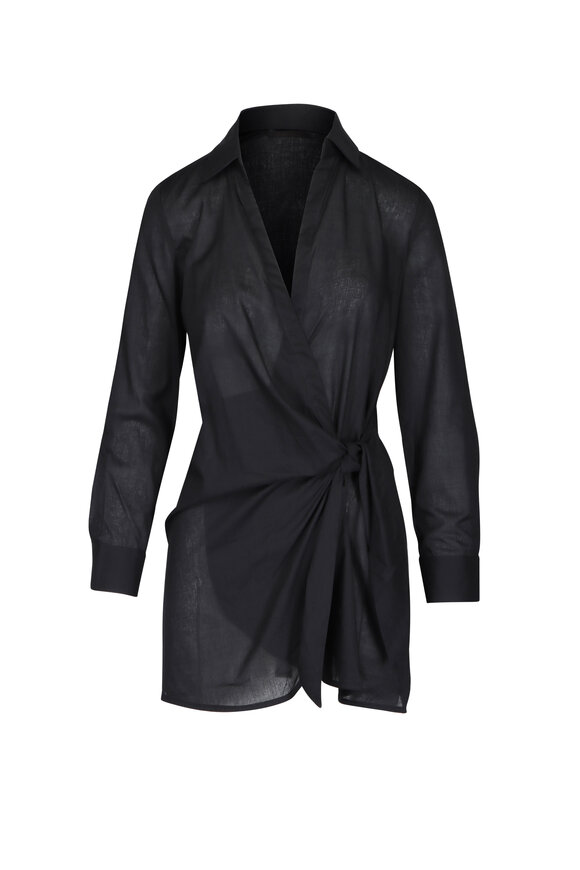 Vix Paula Hermanny Solid Black Lia Short Cover-Up Dress