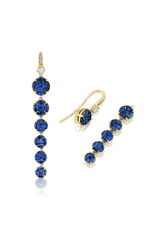 Nam Cho 18k Yellow Gold Blue Sapphire Convertible Earring - view 2
