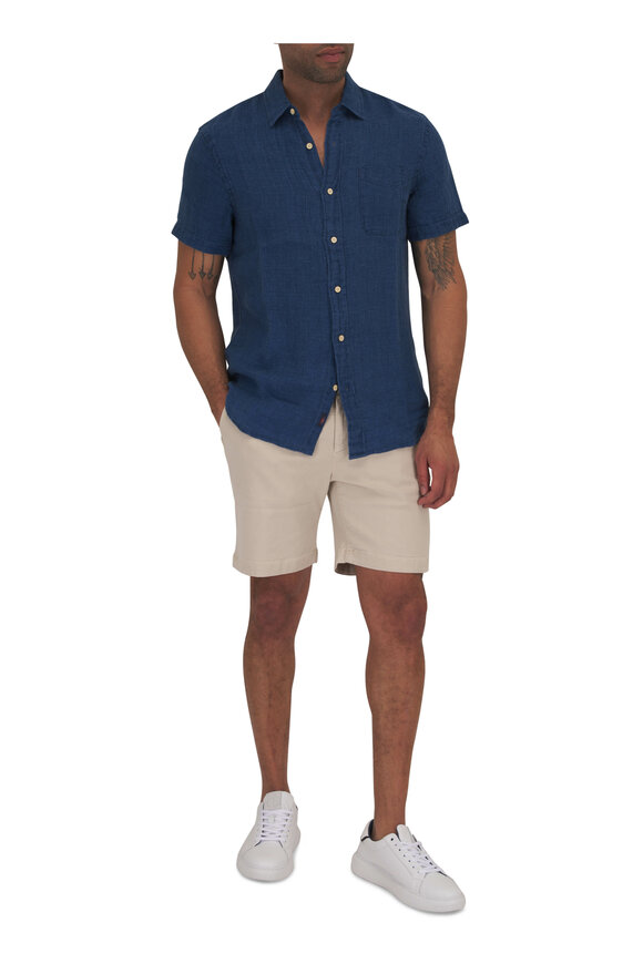 Faherty Brand - Palma Blue Linen Short Sleeve Button Down