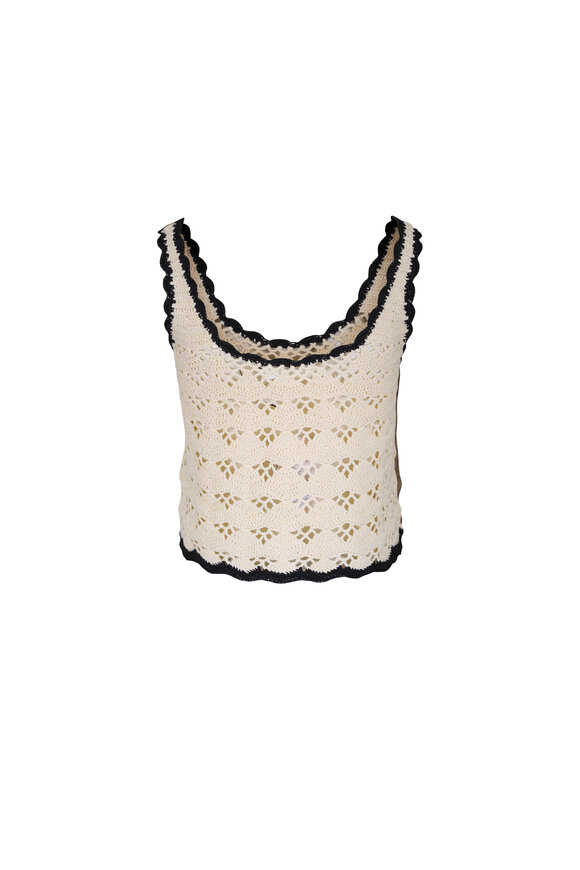 Zimmermann Rhiannon Cream & Black Crochet Tank - view 4