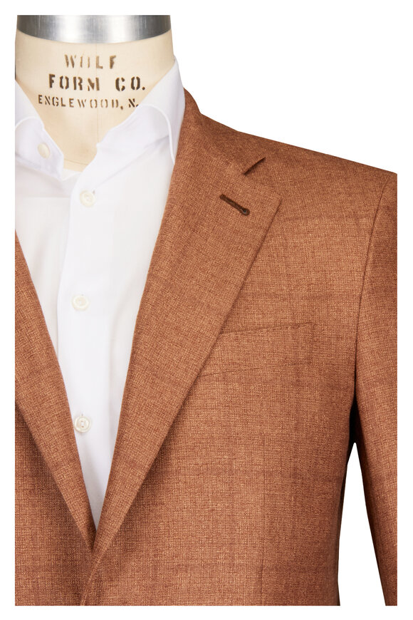 Canali Kei Burnt Orange Plaid Cashmere Sportcoat - view 1