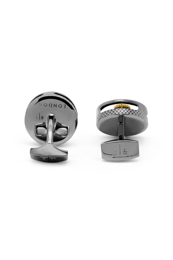 Tateossian - Round Gear Carbon Fibre Cufflinks