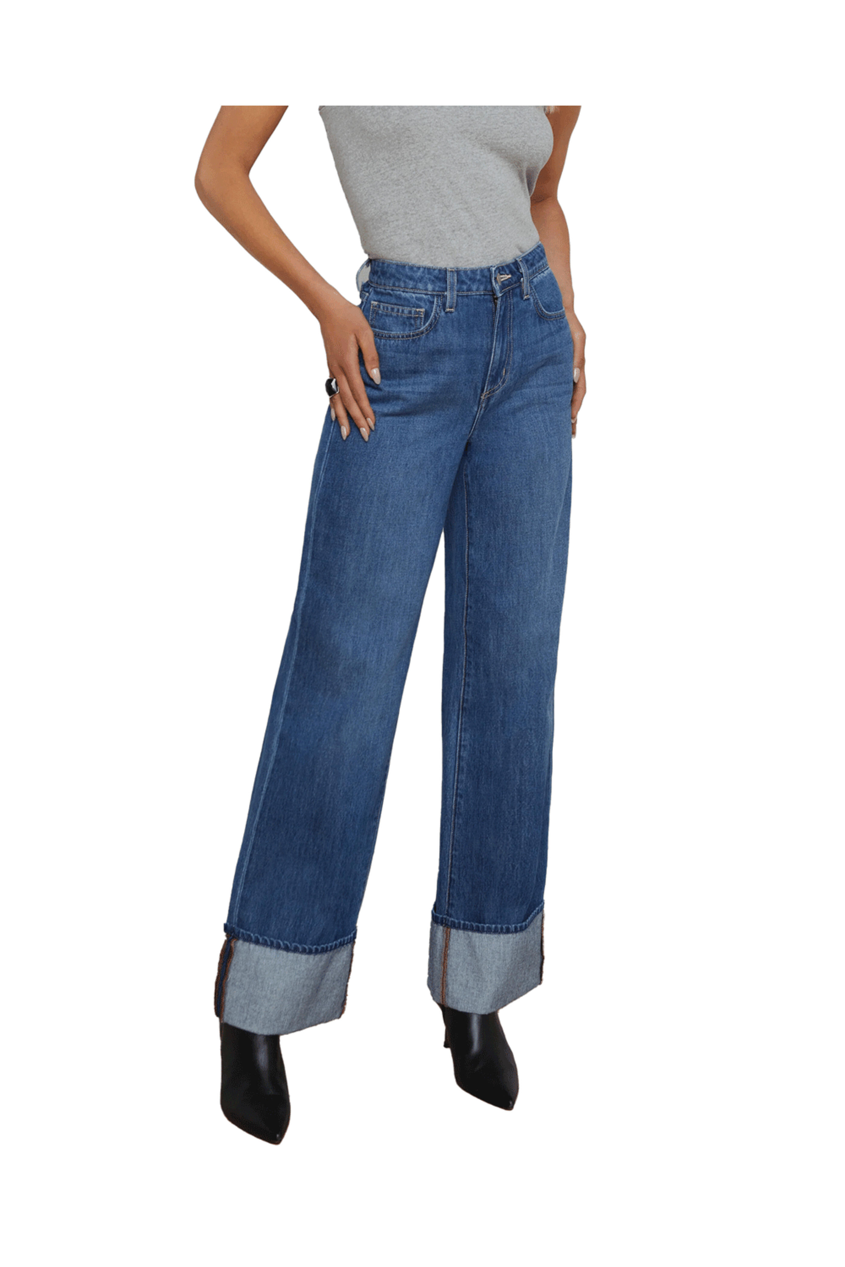 L'Agence - Lampson Miley Wide Leg Cuff Jean