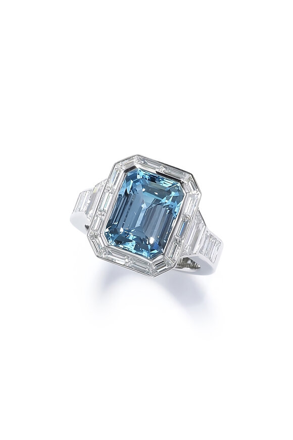 Nam Cho 18k Madagascar Blue Aquamarine & Diamond Ring - view 1