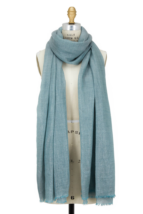 Brunello Cucinelli - Mist Cashmere & Bronze Lurex Scarf