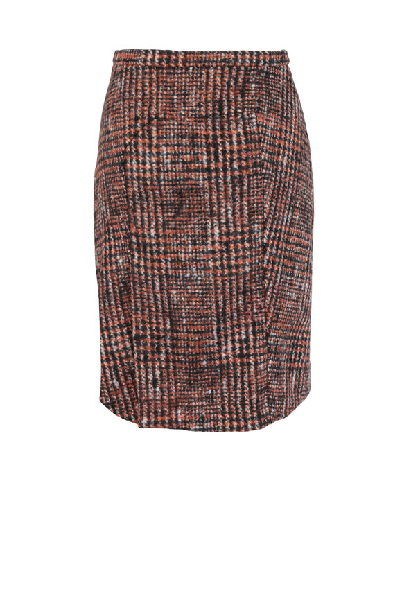 Kiton - Orange Wool & Alpaca Blend Tweed Skirt 