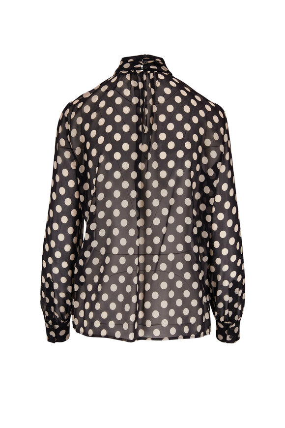 Nili Lotan - Remie Black & Beige Large Dot Print Blouse