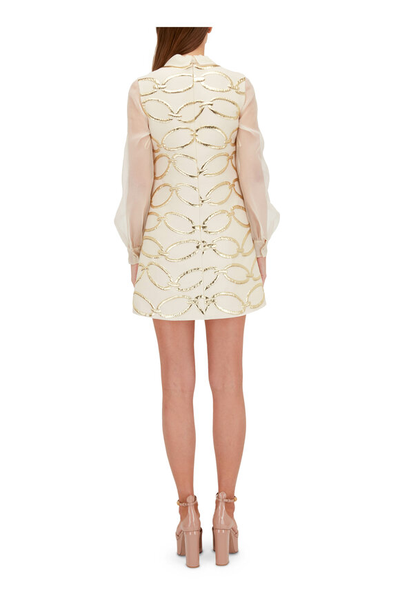 Valentino - Chain 1967 Cream White & Gold Chain Mini Dress