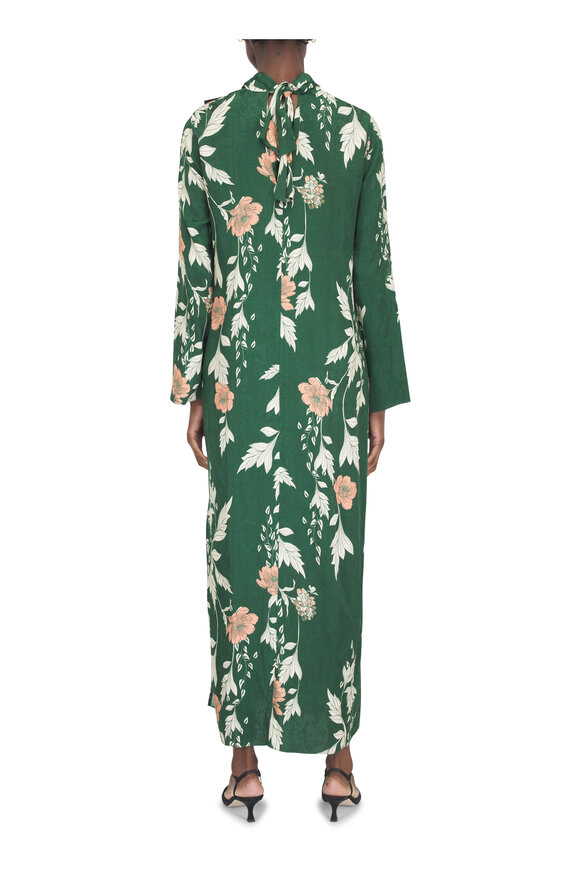 Johanna Ortiz Esencia Femenina Green Hibiscus Print Dress - view 4