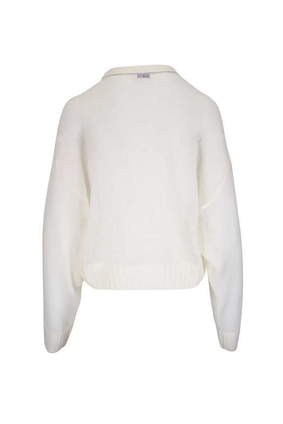 Brunello Cucinelli - White Sheer Knit Sweater