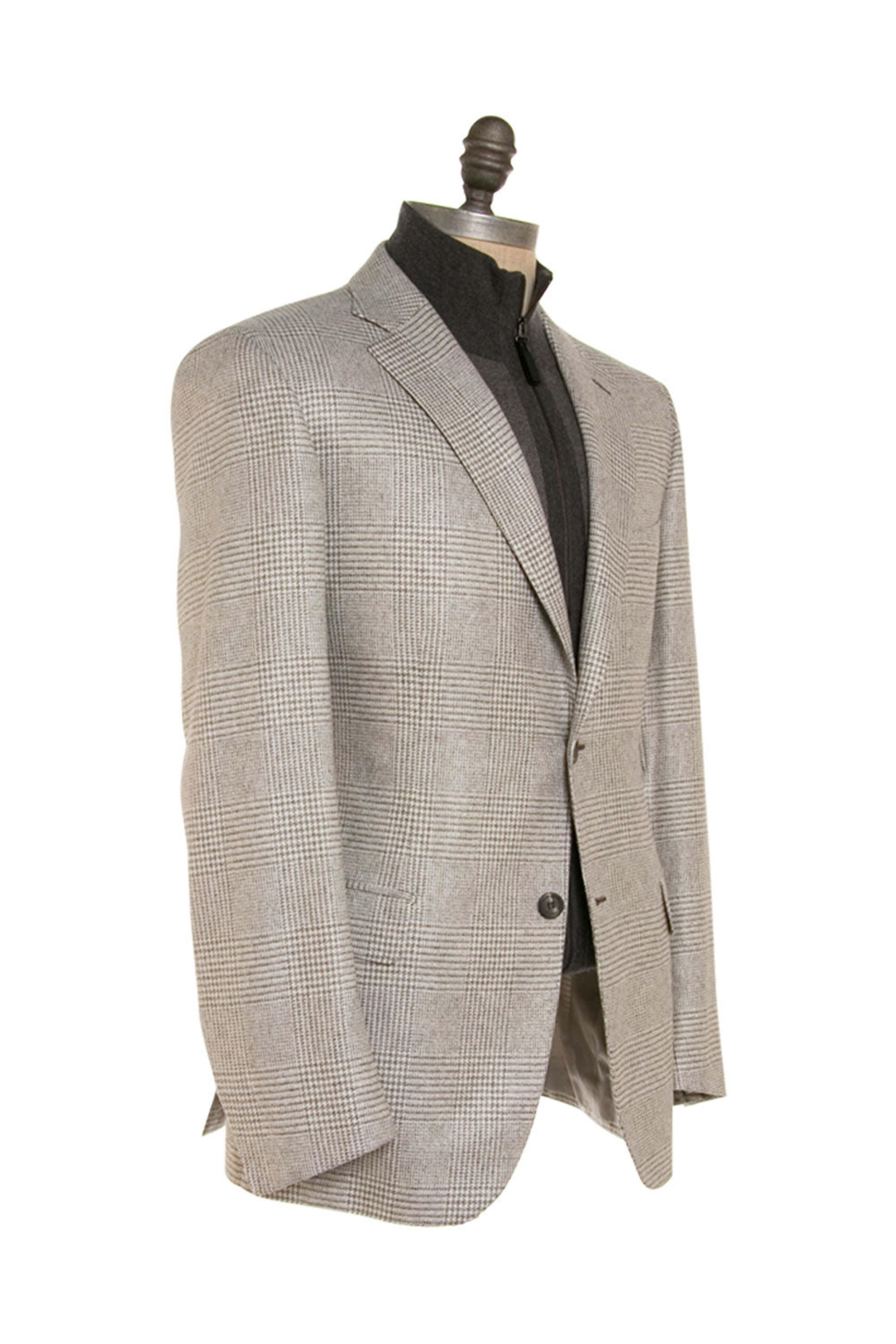 Brioni - Grey and Ivory Glen Plaid Sportcoat